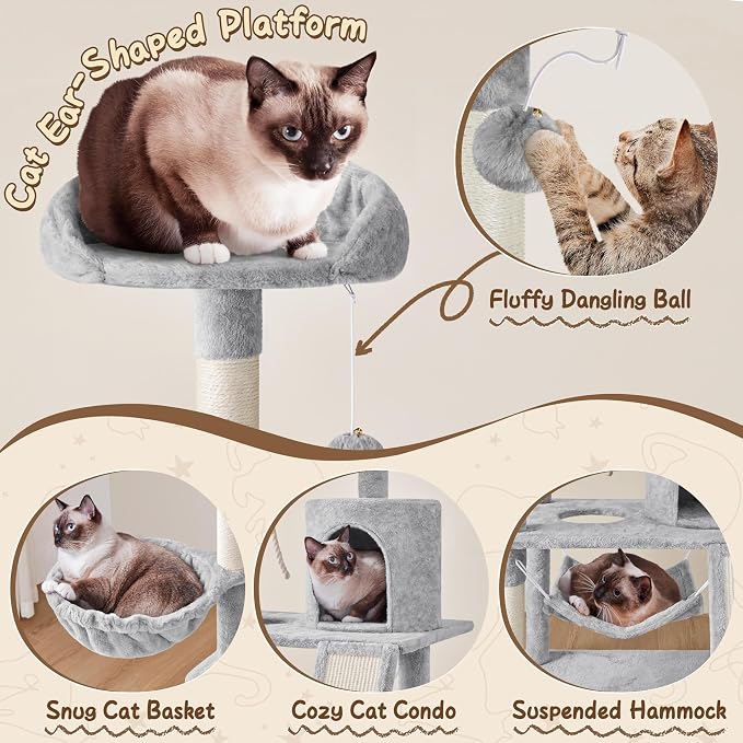Yaheetech 63.5in Multi-Level Cat Tree Tower Condo - Image 3