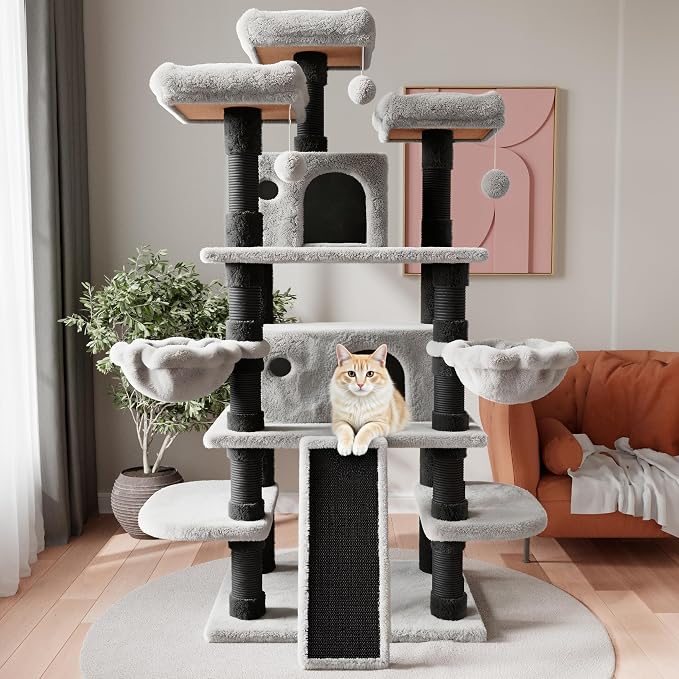 SHA CERLIN 68 Inches Multi-Level Large Cat Tree - Image 2