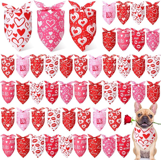 Weewooday 50 Pcs Valentines Dog Bandanas Bulk by Weewooday