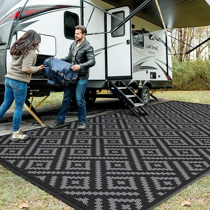 GENIMO Outdoor Rug for Patio Clearance, Reversible Plastic Straw Rugs for RV by GENIMO