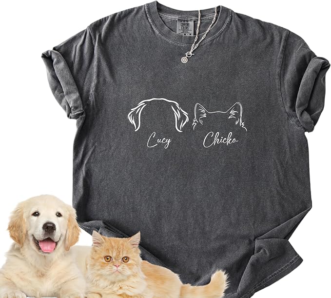 Personalized Dog or Cat Ear T-Shirt – Custom Pet Name Shirt by Unknown