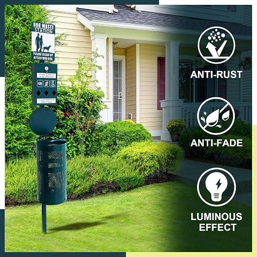 Qinyoung Dog Waste Station Galvanized Steel Outdoor Pet Bin - Image 4