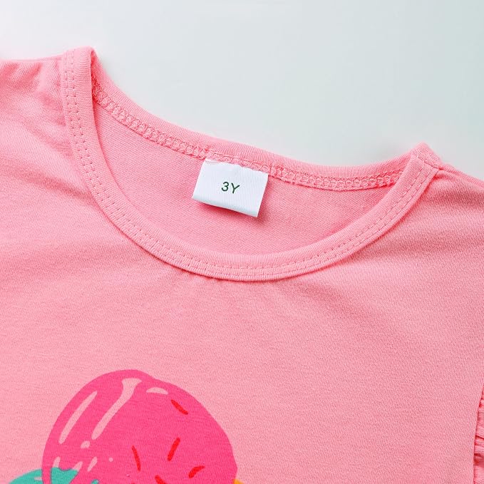 Girls Skirt Set 2 Piece Outfit Toddler Summer Clothes Ruffle Sleeve T-Shirt Bow - Image 5