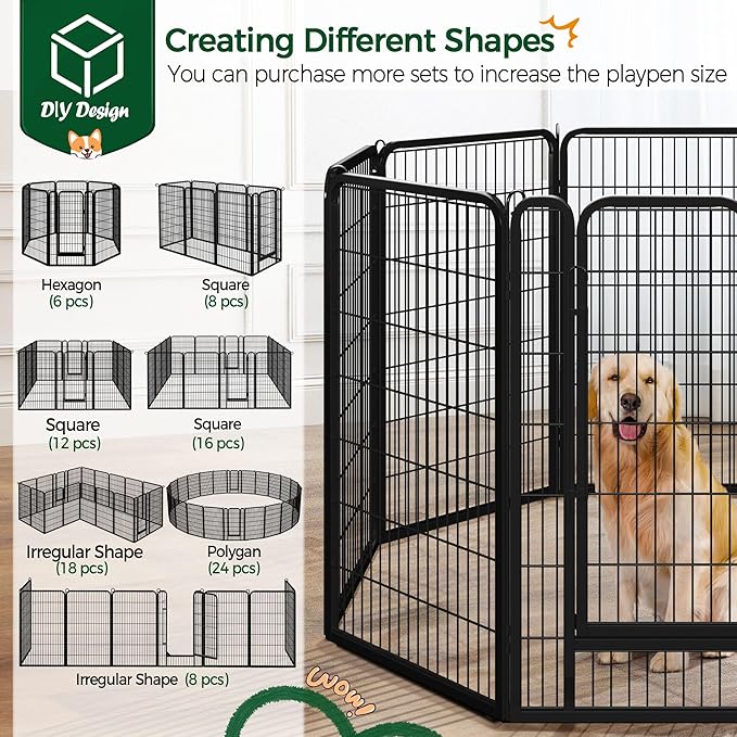 Yaheetech Dog Playpen Outdoor, 47 inch 8 Panels Dog Pen Indoor Heavy Duty Puppy - Image 5