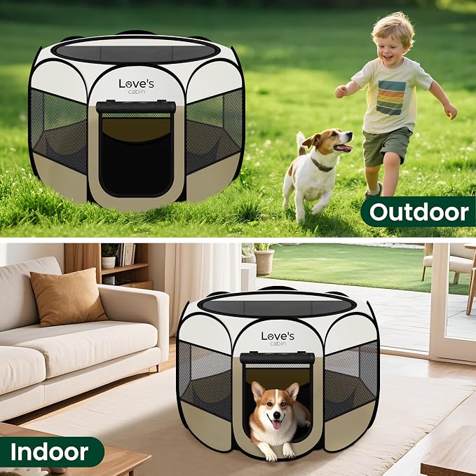 Love's cabin Pet Puppy Dog Playpen, Medium Dog Tent Crates Cage Indoor/Outdoor - Image 7