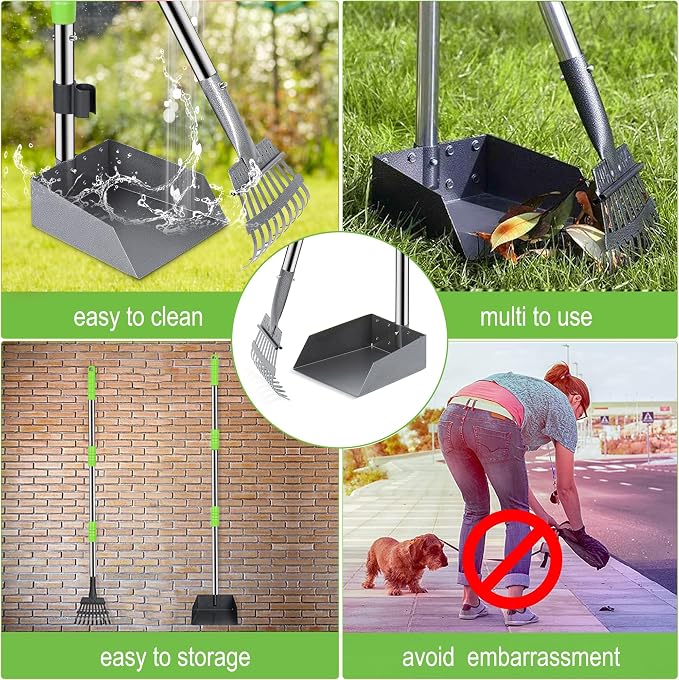 Niubya Pooper Scooper for Dogs, Metal Poop Scooper Tray and Rake Set - Image 6