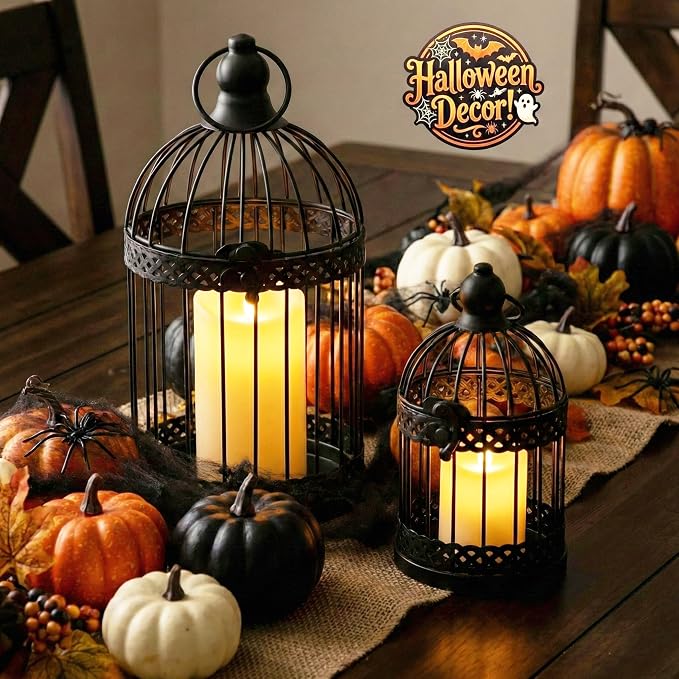 VELA LANTERNS Bird Cage Decor Candle Holder Lantern Decorative Table - Image 9