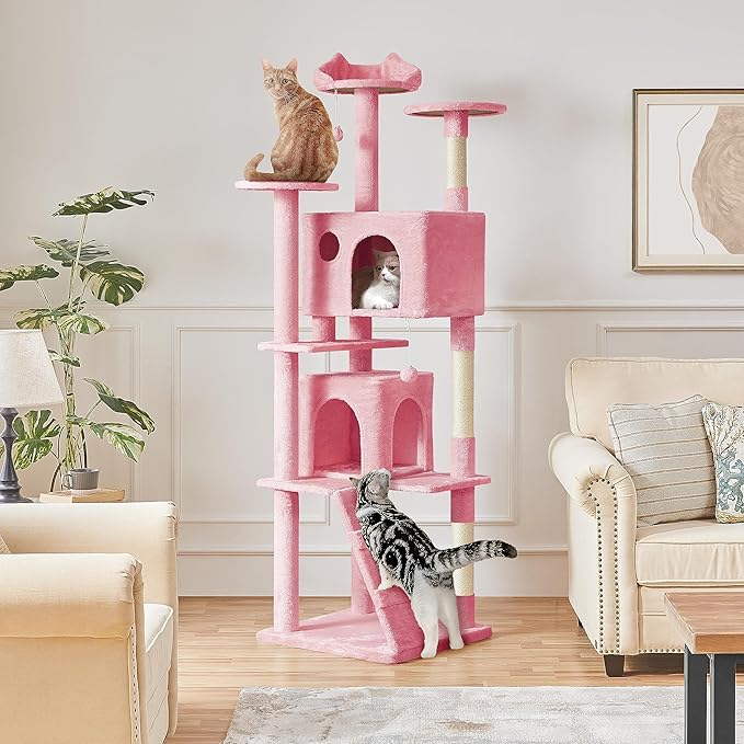 Yaheetech XL Cat Tree, 80in Multi-Level Cat Tower w/Scratching Posts, Double - Image 2