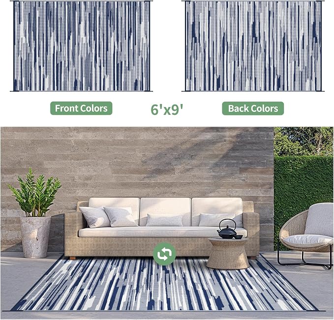 GENIMO Outdoor Rug for Patio Clearance, Reversible Plastic Straw Rugs for RV - Image 2
