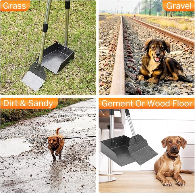 Pooper Scooper, Metal Aluminum Tray and Spade Poop Scoop Set - Image 6