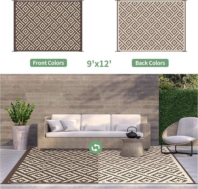 GENIMO Outdoor Rug for Patio Clearance, Reversible Plastic Straw Rugs for RV - Image 4