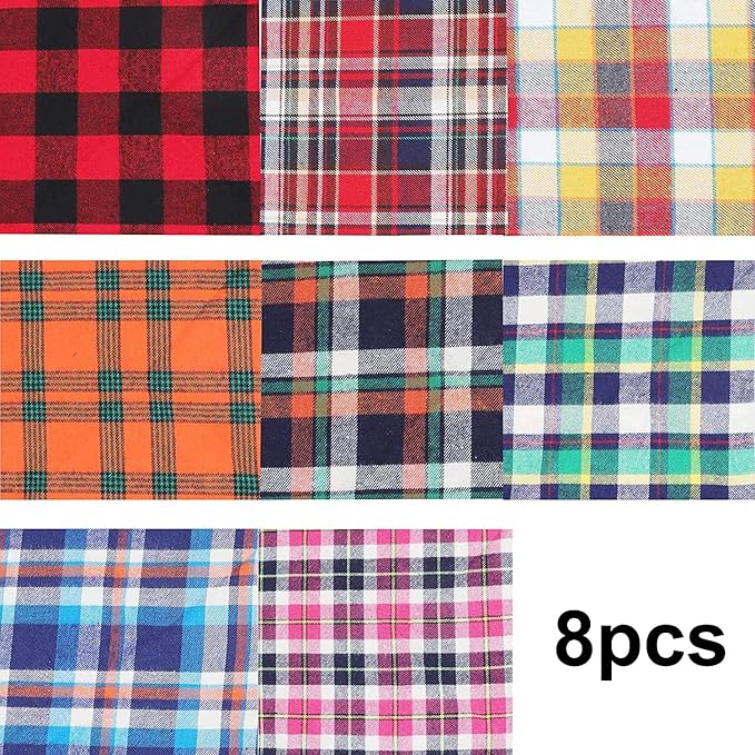 8 Pack Triangle Dog Bandanas, Reversible Plaid Painting Bibs Scarf, Washable - Image 2