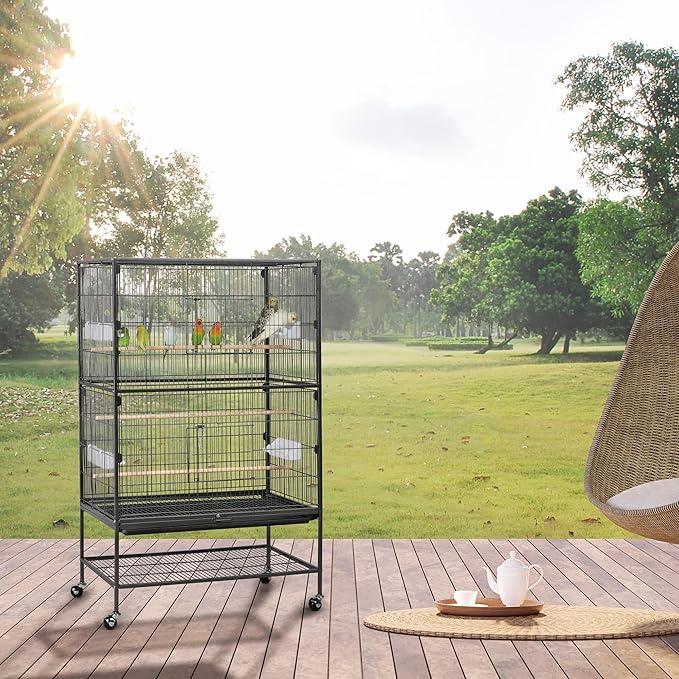 Yaheetech 52-inch Wrought Steel Standing Large Flight King Bird Cage - Image 2