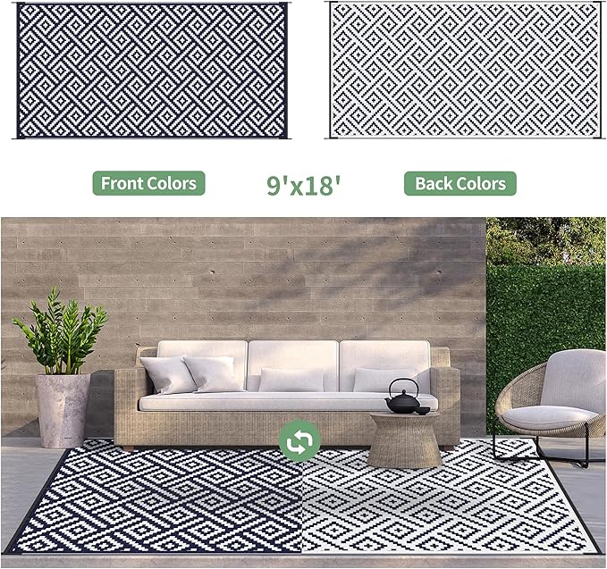 GENIMO Outdoor Rug for Patio Clearance, Reversible Plastic Straw Rugs for RV - Image 4