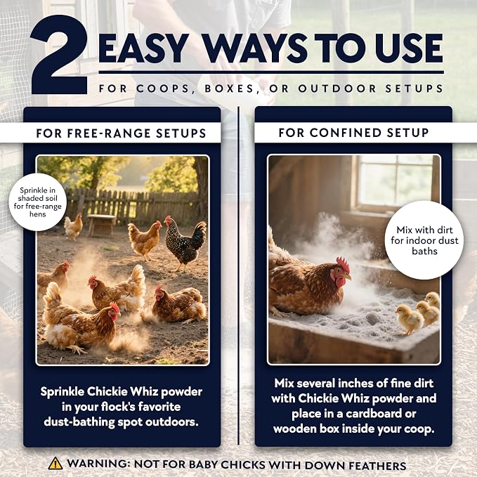 4 x 5.5lb Chickie Whiz Dust Bath, All-Natural Chickie Whiz Dust Bath Powder - Image 5