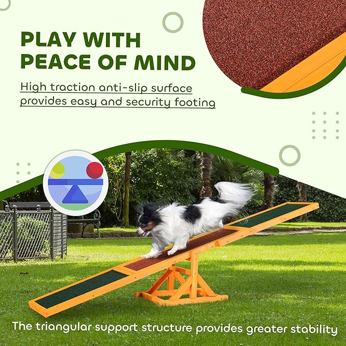 PawHut Wooden Dog Agility Seesaw - Image 4