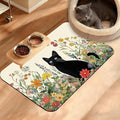 Dog Bowl Mat, Cat Black Pet Feeding Mat by Unknown