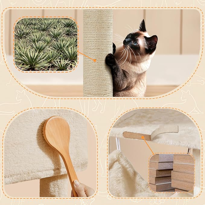 Yaheetech 64.5in Cat Tree Cat Tower Scratching Post, Plush Cover Cat Condo Bed - Image 7
