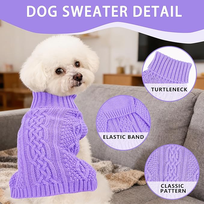 Dog Sweaters Small Dog Clothes Winter Turtleneck Puppy Sweater Warm Pet Cat - Image 3