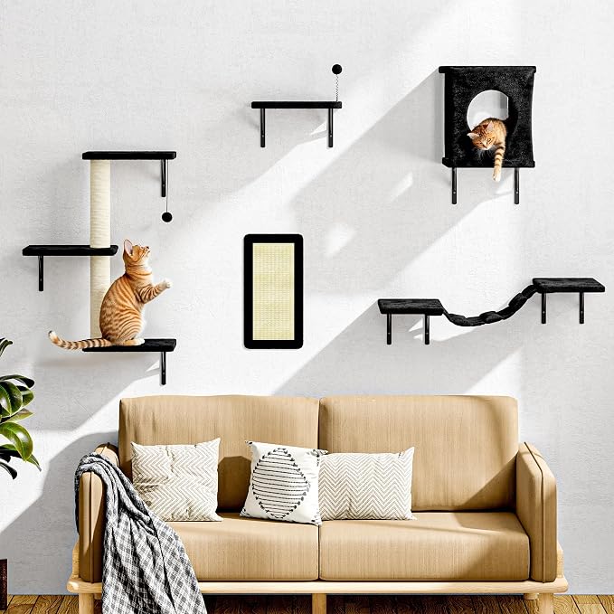 NUNU LAB Cat Wall Shelves Set, Bridge Ladder, Scratching Post, Indoor Cat - Image 2