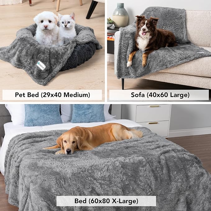 PetAmi Dog Blanket for Small Medium Dogs Grey, Fluffy Soft Puppy Blanket - Image 5