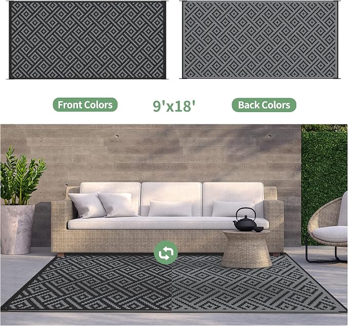 GENIMO Outdoor Rug for Patio Clearance, Reversible Plastic Camping Rugs - Image 4