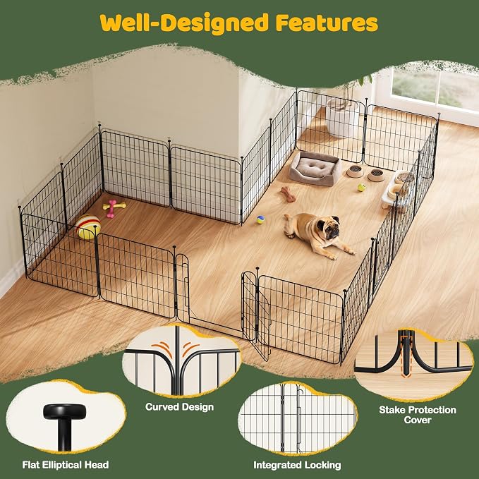 Yaheetech Expandable Dog Playpen, 16 Panel 24 inch Puppy Playpen - Image 4