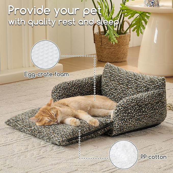 Hollypet Cat Bed Fluffy Plush Mutifuctional Double-Layer Soft Pet Couch - Image 5
