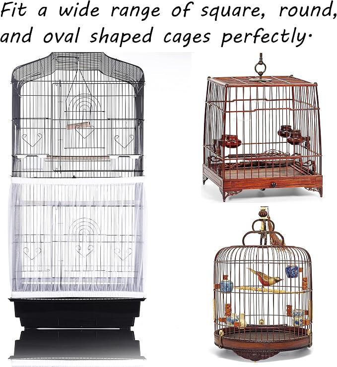 Tamu style Bird Cage Seed Catcher, Stretchy Form Fitting Mesh Skirt Cover - Image 5