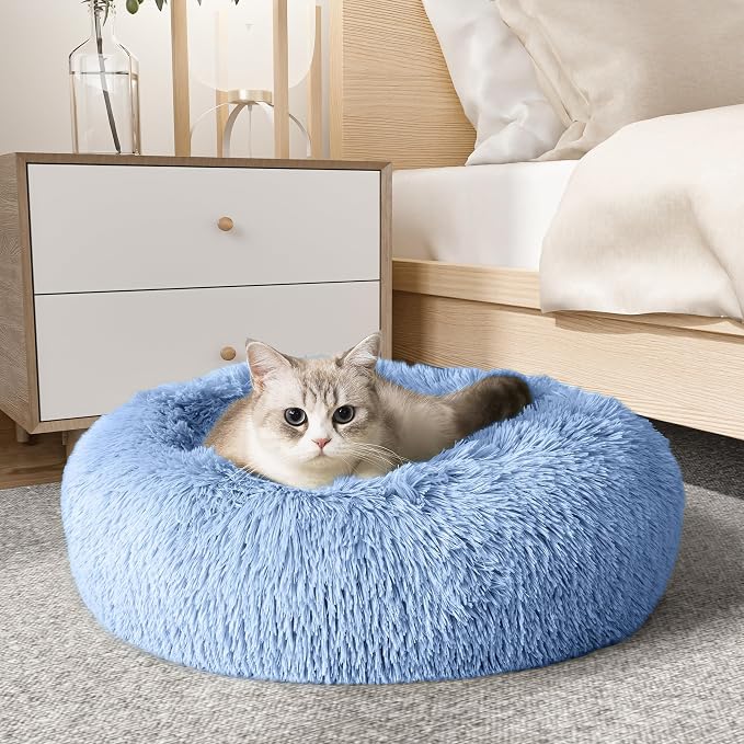 WESTERN HOME WH Calming Dog Bed & Cat Bed, Anti-Anxiety Donut Dog Cuddler Bed by WESTERNHOME