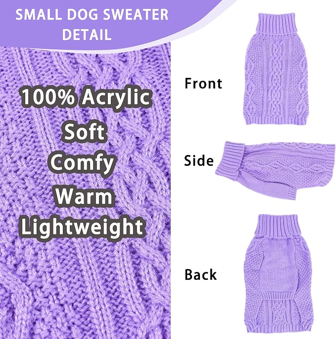 Dog Sweaters for Small Dogs Knit Puppy Sweater Fall Winter Dog Clothes Warm - Image 4