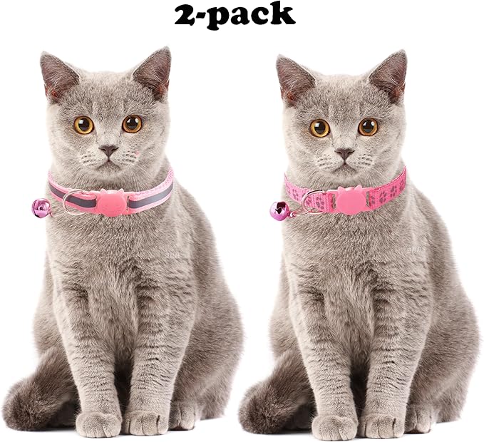 Green Cat Collars with Bells, Break Away Cat Collar with Bells, Reflective - Image 2