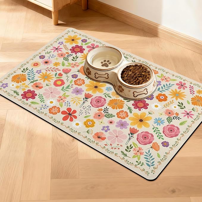 Pet Feeding Mat for Floors Waterproof Dog Mat for Food and Water Absorbent by Unknown