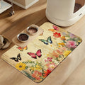 Vintage Butterfly Floral Pet Food Mat by LUTASER