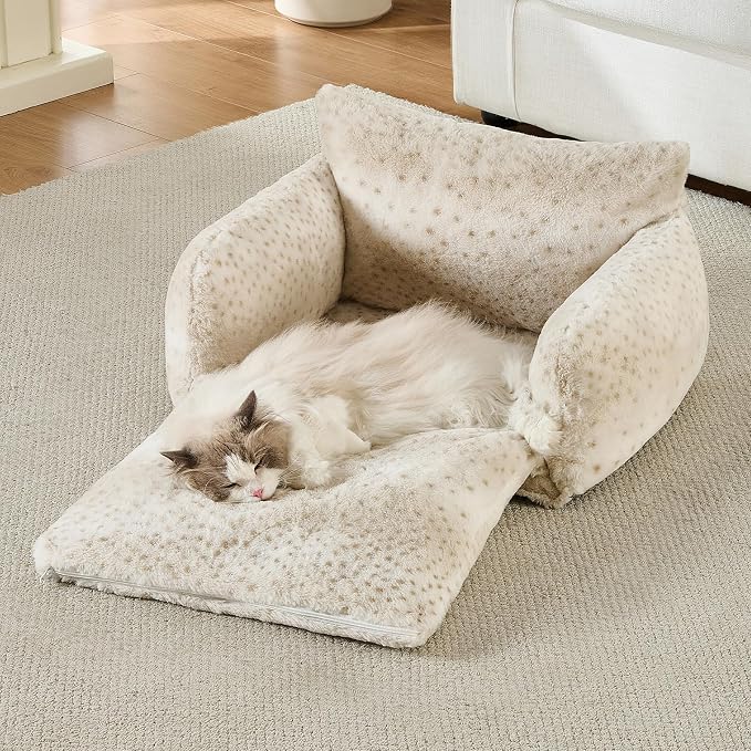 Hollypet Cat Bed Fluffy Plush Mutifuctional Double-Layer Soft Pet Couch - Image 6