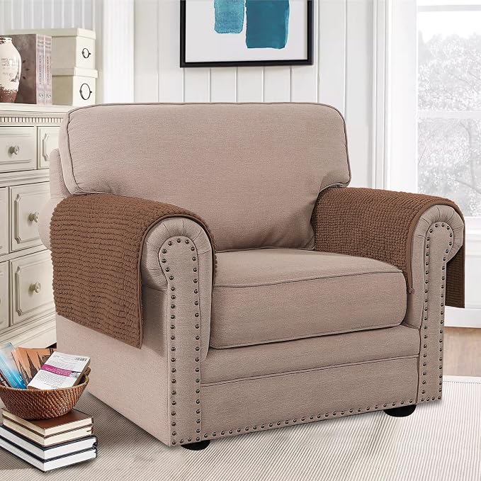 H.VERSAILTEX Plush Chenille Couch Armrest Cover 2 Packs Thick and Soft Sofa - Image 2