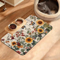 Pet Feeding Mat, Vintage Flower Absorbent Dog Cat Food Mat Rustic Wooden Dog Mat by Unknown