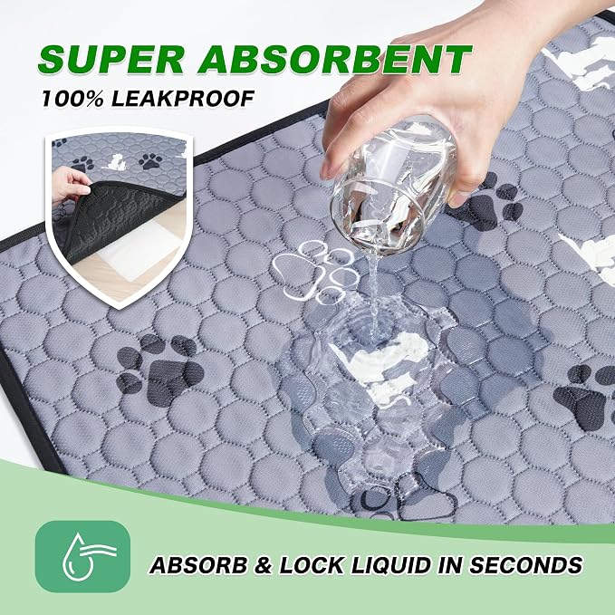 Washable Pee Pads for Dogs Mat, 2 Pack Absorbent Reusable Training Dog Pads Pet - Image 2