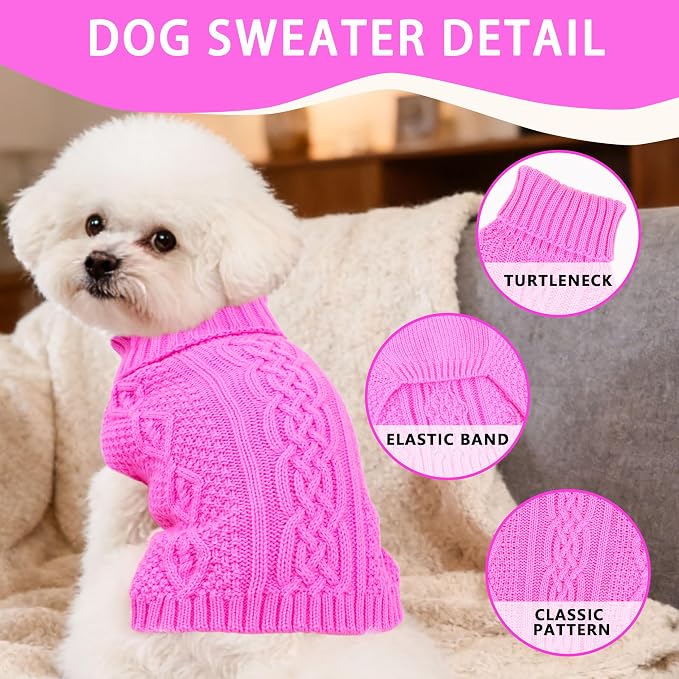 Dog Sweaters for Small Dogs Winter Dog Clothes Turtleneck Knit Puppy Sweater - Image 3