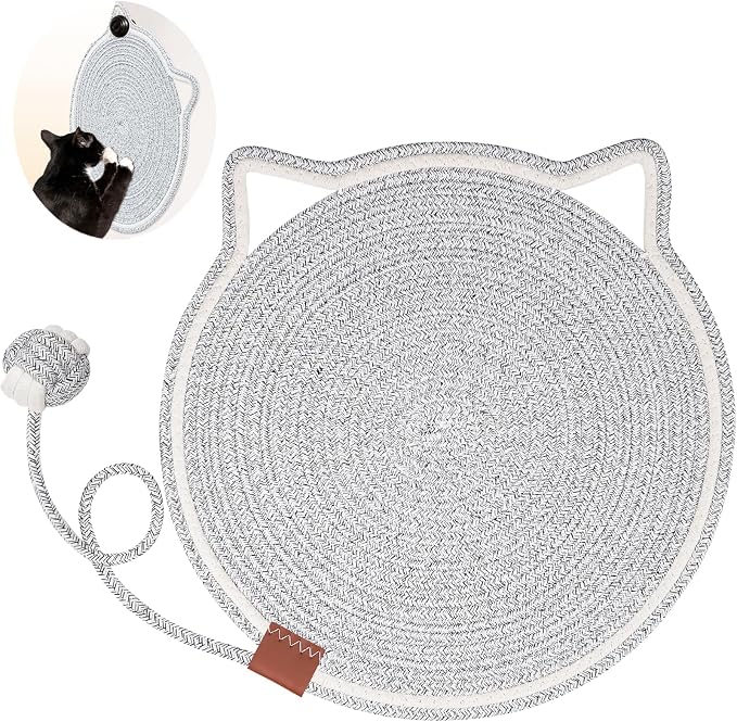 Cat Scratcher Mat, Natural Cotton Rope Cat Scratch Pad, 15.7'' Round Horizontal by LetalongPetSupplies