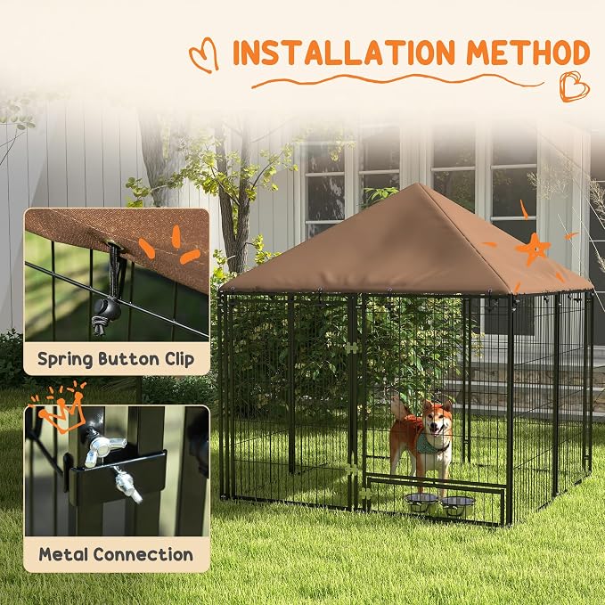 PawHut Outside Dog Kennel, 4.6' x 4.6' x 5' Puppy Play Pen - Image 6