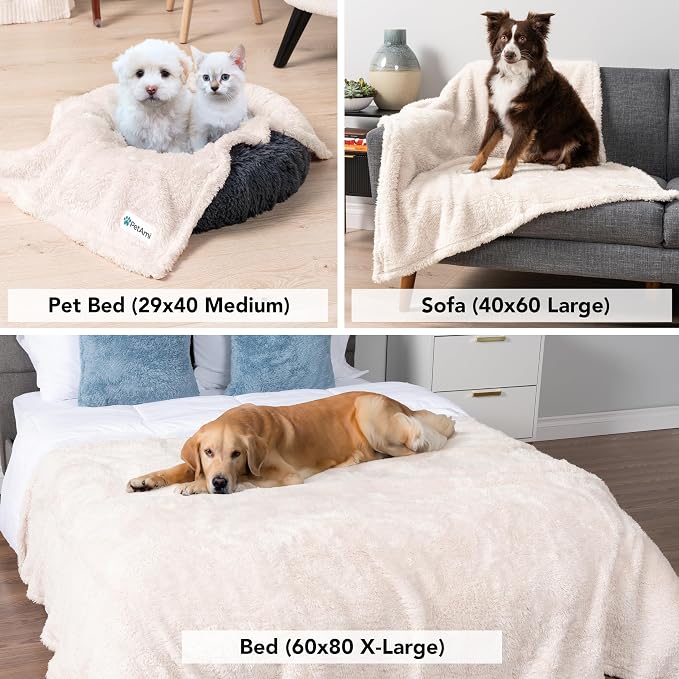 PetAmi Dog Blanket for Small Medium Dogs Beige, Fluffy Soft Puppy Blanket - Image 5