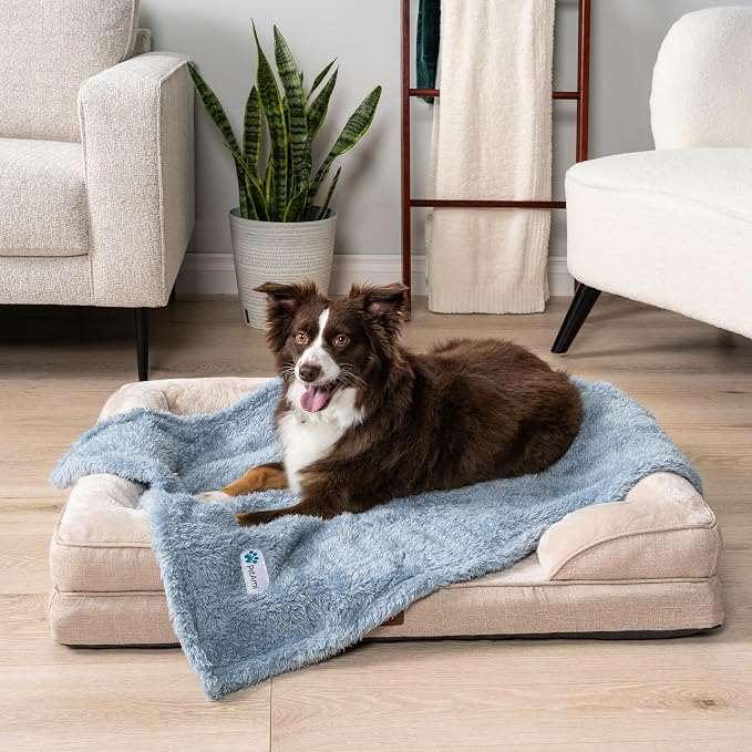 PetAmi Dog Blanket for Small Dogs Blue, Fluffy Soft Puppy Blanket, Sherpa - Image 3