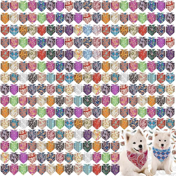 Aliceset 180 Pcs Paisley Dog Bandana Bulk Retro Bandanas by Aliceset