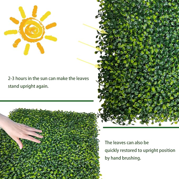 Artificial Boxwood Roll: 40x120 in UV-Anti Faux Ivy Boxwood Hedge Leaf Grass - Image 7