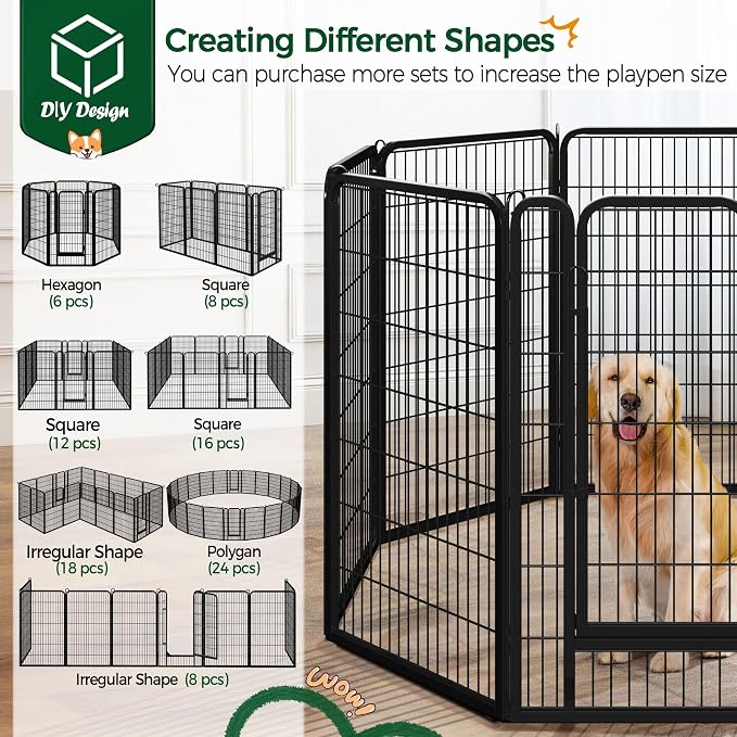 Yaheetech Dog Playpen Outdoor, 47 inch 32 Panels Dog Pen Indoor Heavy Duty - Image 5