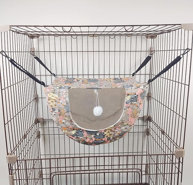 JSPYFITS Cat Cage Hammock, Double Layer Hanging Adjustable Soft Pet Bed Suitable - Image 9