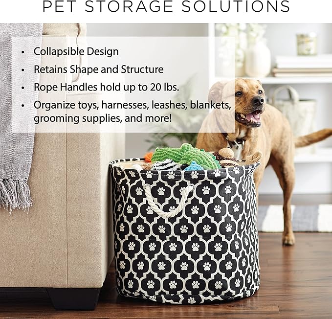 Bone Dry Pet Storage Collection Lattice Paw Print, Small Round - Image 7