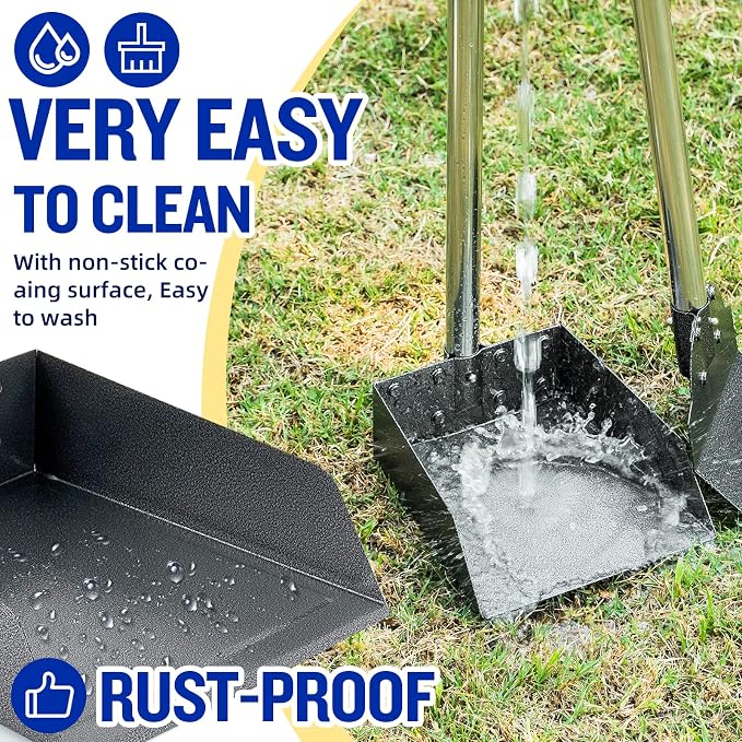 Dog Pooper Scooper, Tray Rake and Spade 3 Pack Poop Scoop Adjustable Long - Image 4