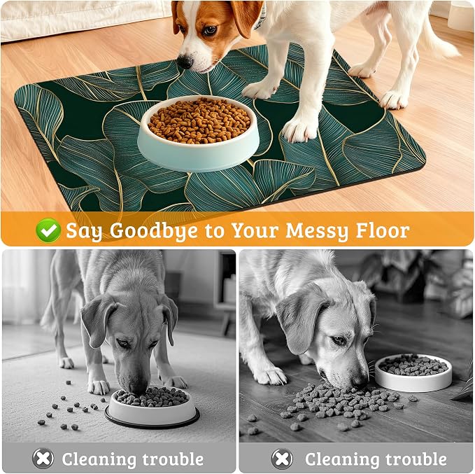 Tropical Palm Feeding Mat, Non-Slip Rubber Backing Mat, Cat Dog Accessories - Image 4